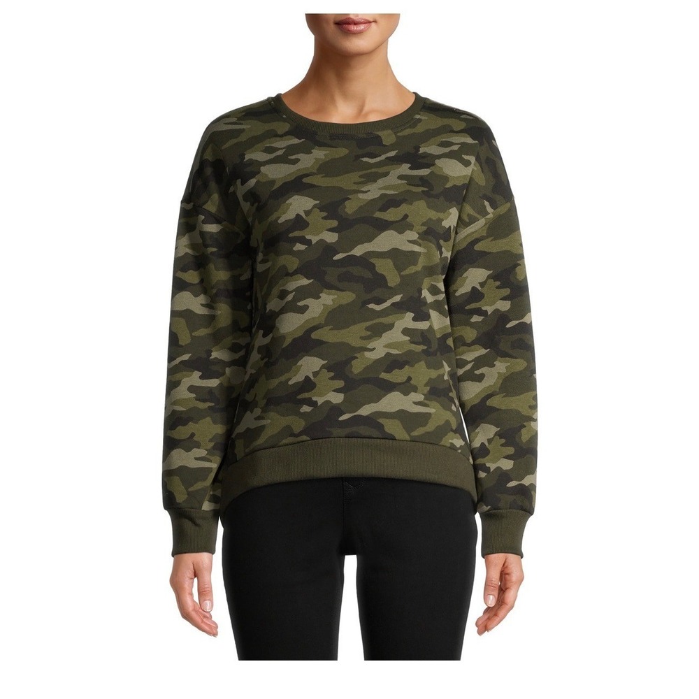 NWT No Boundaries Juniors' Large Camo Print Pullover Sweatshirt Scoop Neck, Cozy